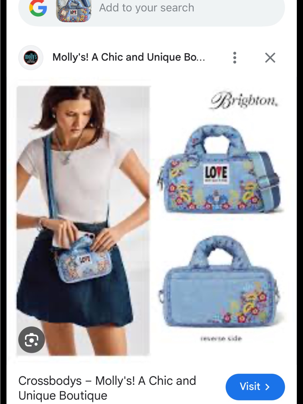 Brighton Light Blue Floral 'Love' Crossbody Bag
